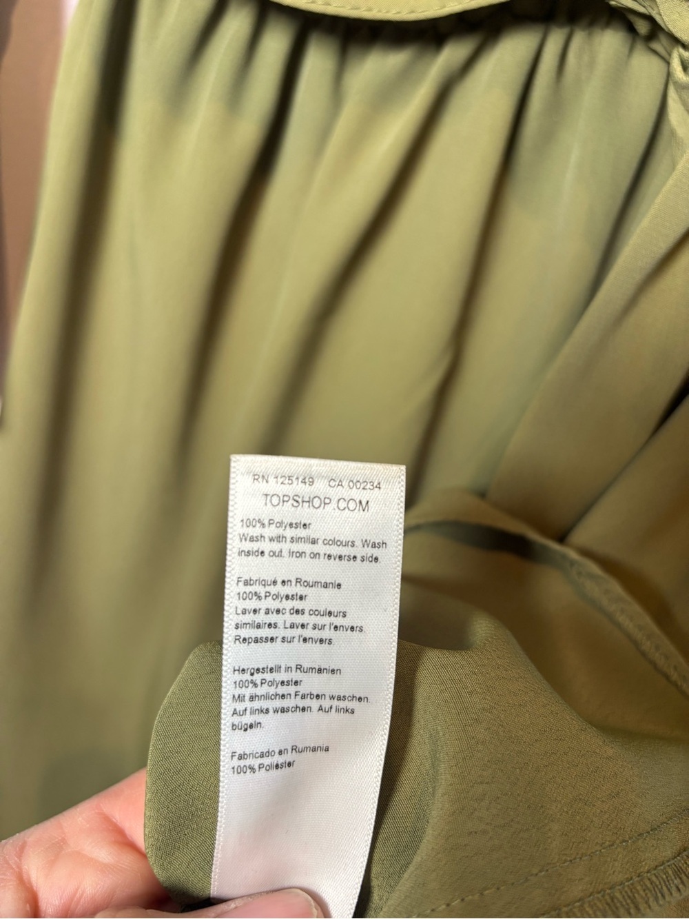 Topshop Olive Tie-Front Long Sleeve Dress - Picture 4 of 6